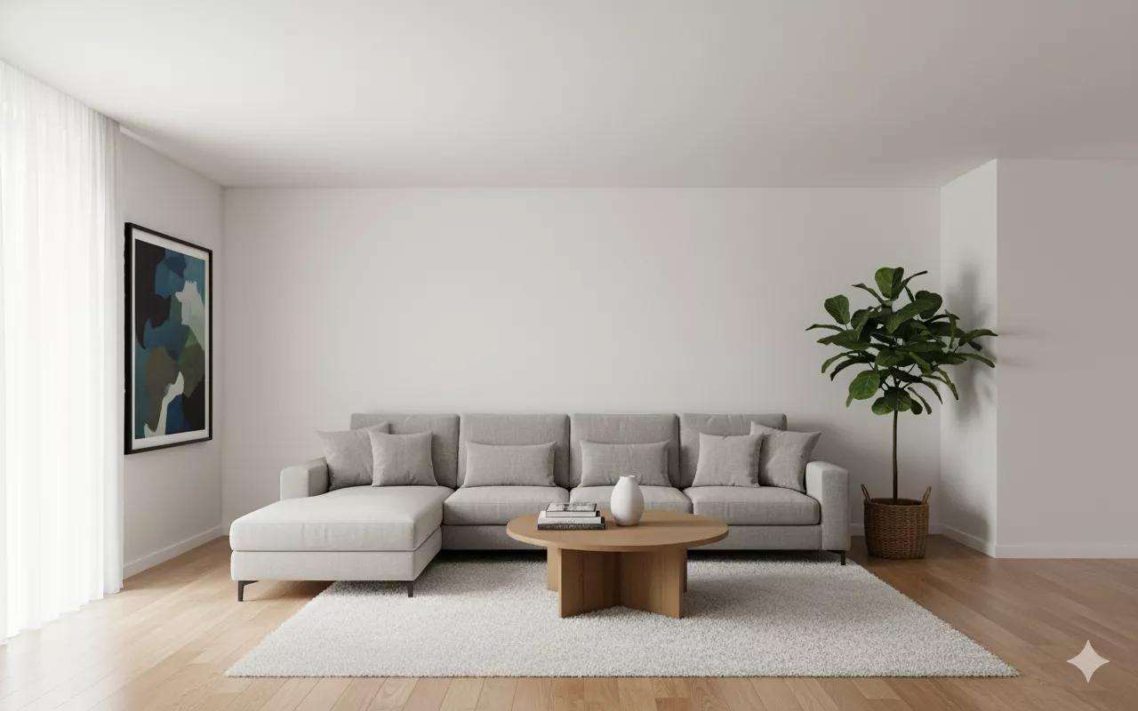 Salón después de quitar gotelé - paredes lisas