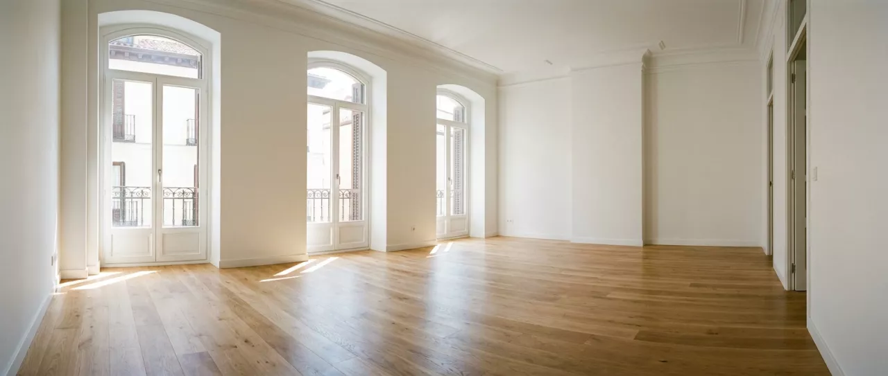 Habitación con paredes de acabado liso
